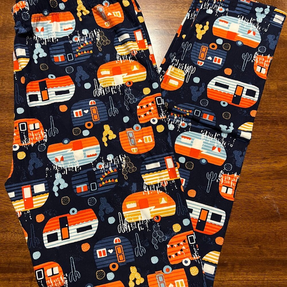 New Women's Camper Navy Blue Full Length Buttery Soft Leggings OS PS Xplus